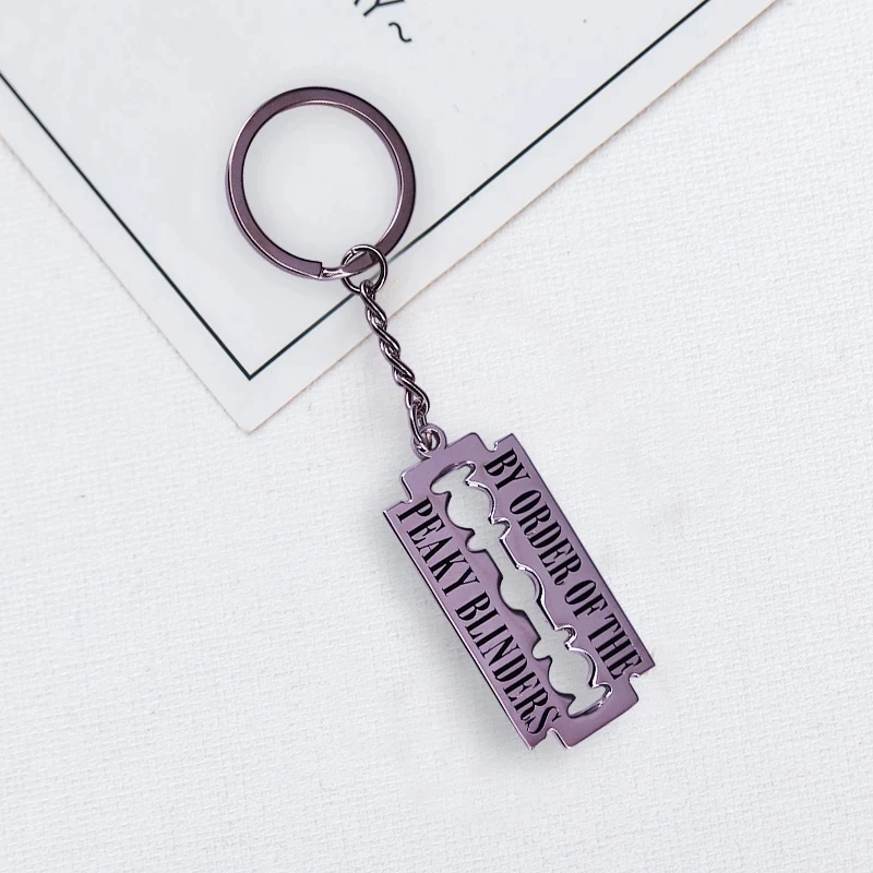 Razor blade Keychain By order of the peaky blinders metal Keyring brothers razor fathers day gift