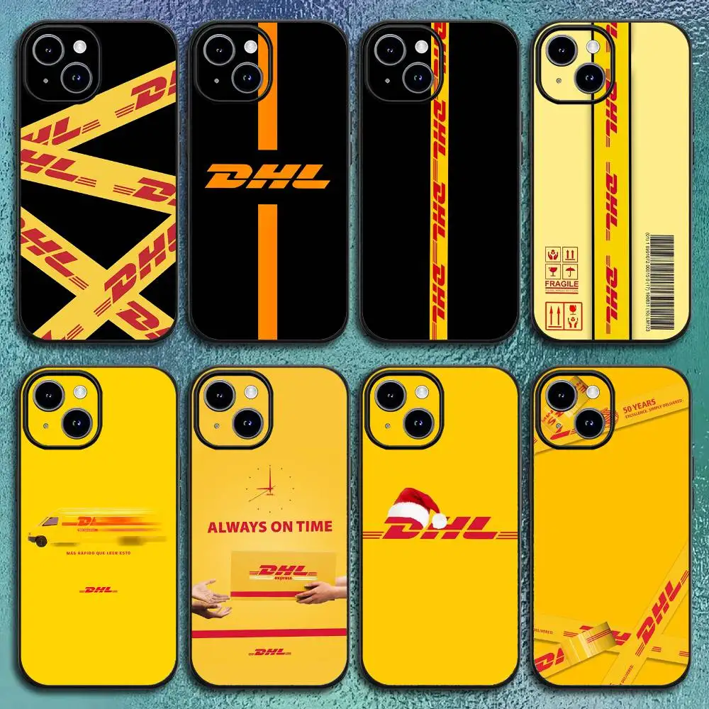 حافظة هاتف لوجستية عالمية DHL لهاتف آيفون 11 12 13 14 15 16Pro Max Plus غلاف ناعم أسود كلاسيكي #1