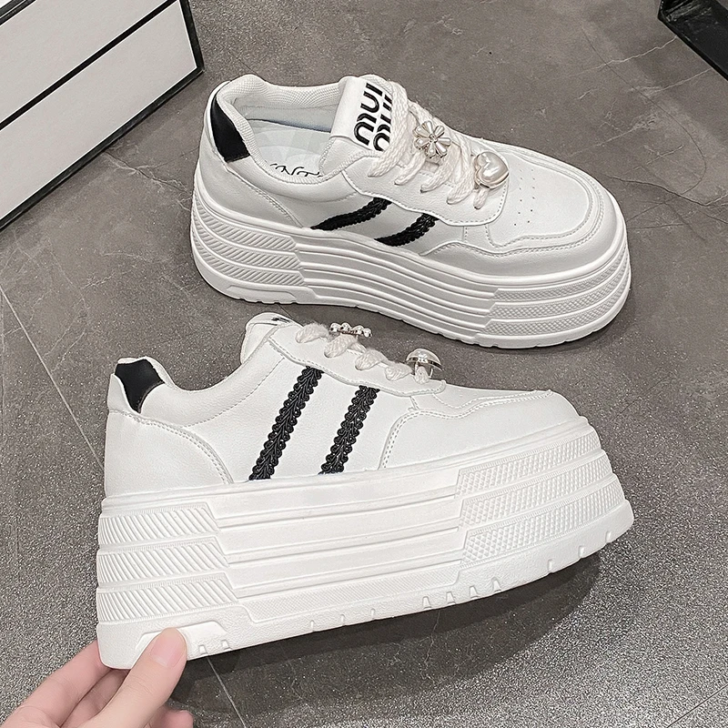 8cm 2024 Air Mesh Mary Jane Summer Skateboard shoes Women Shoes Hook rhinestone Platform Wedge Round Spring Fashion Casual shoes