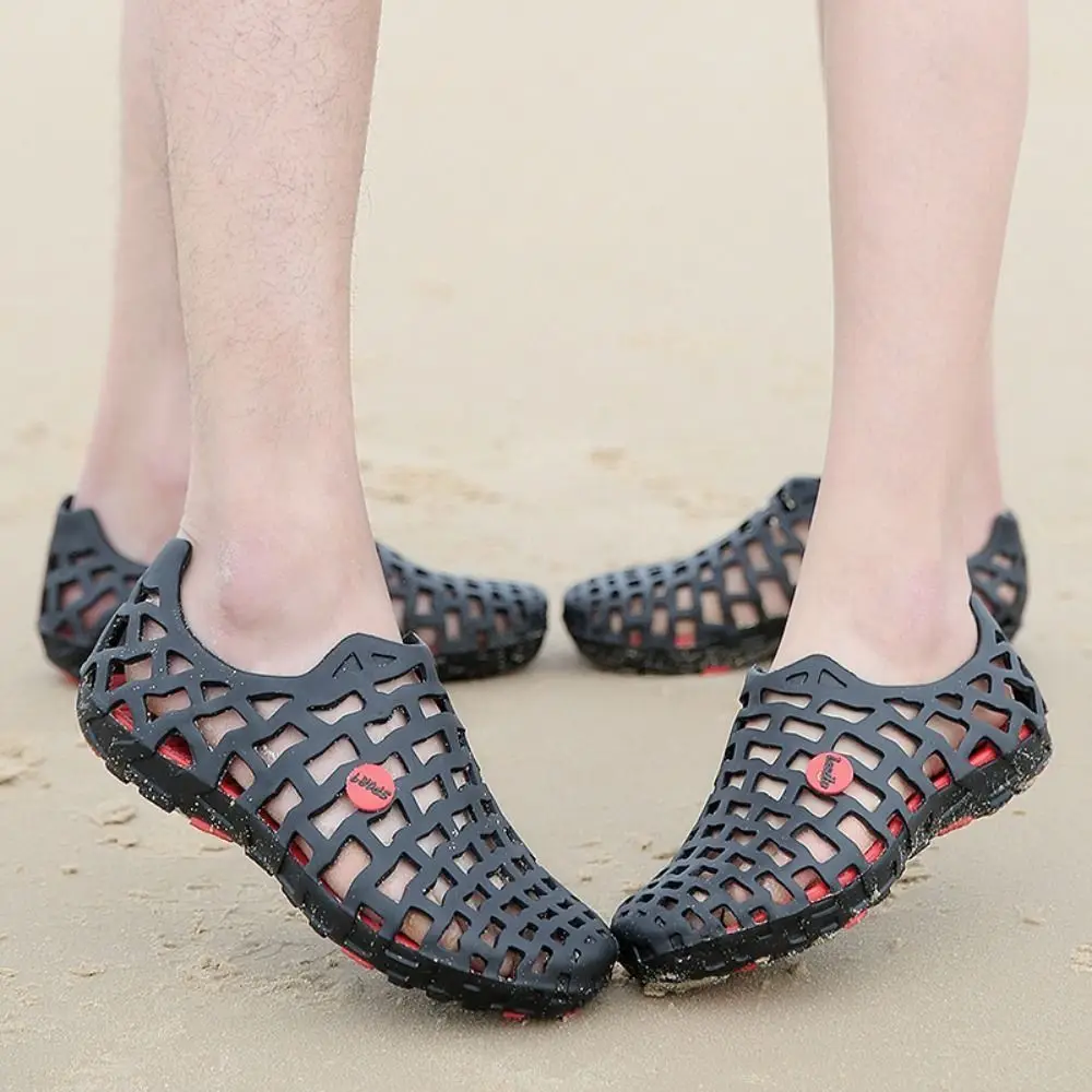 Wydrążone męskie buty rekreacyjne lekkie Unisex damskie sandały oddychające płaskie kapcie plażowe Outdoor