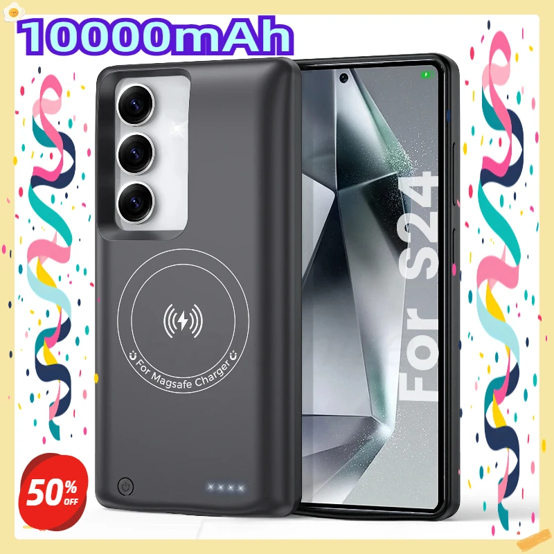 

For Samsung Galaxy S24 Ultra/S24 Plus/S24 Wireless Charging Battery Case Portable Charging Cover for Magsafe Battery Pack 10000