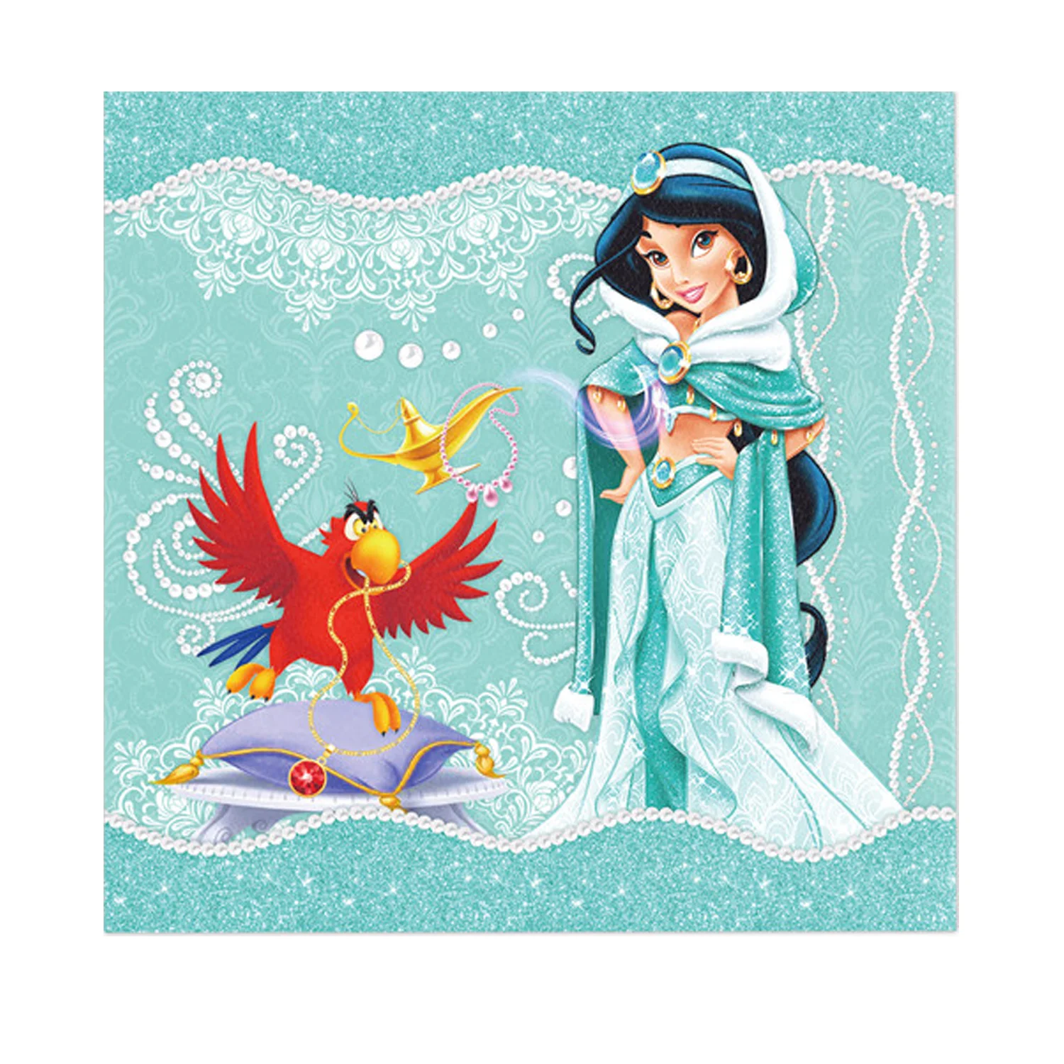 Tovagliolo di carta da tavola tessuto elegante bella decorazione Disney Princess Party Home Belle Mermaid aggrovigliato gelsomino compleanno