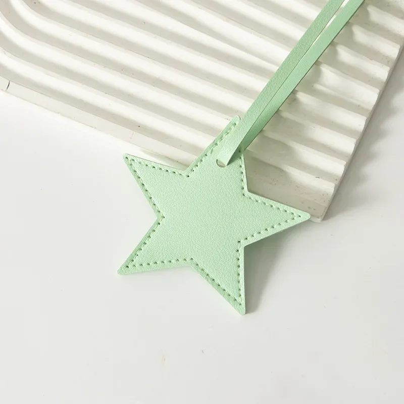 

Laser Engrave Personalized Text Cute Backpack Accessories Pentagram PU Leather Custom LOGO Hanging Rope Bag Pendant Print Name