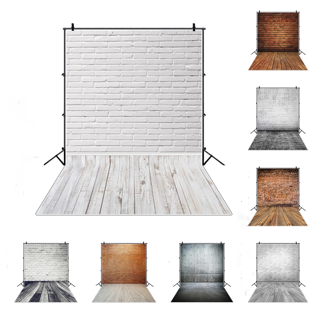 Gray White Backgrounds For Photography Brick Wall Wood Floor Baby Child Food Photozone Photo Backdrop Props Digital Photo Studio