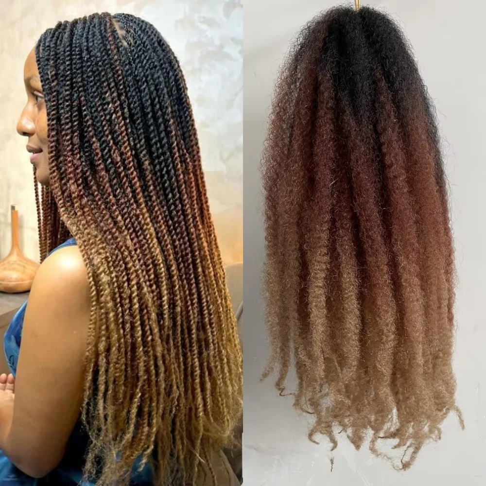 

18 Inch 24strands/Pack Synthetic Marley Twist Hair Afro Kinky Curly for Faux Locs Twist Hair Senegalese Twists Hair Extensions