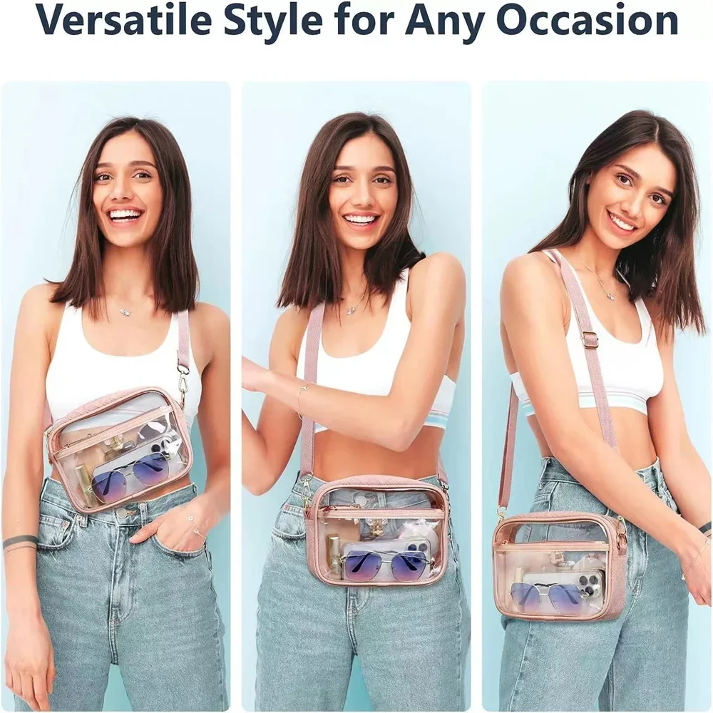 Transparente PVC Umhängetasche Damen Gelee quadratische Schulter Umhängetasche wasserdichte Kosmetik tasche weibliche Telefon Geldbörse für die Reise – Detail 5