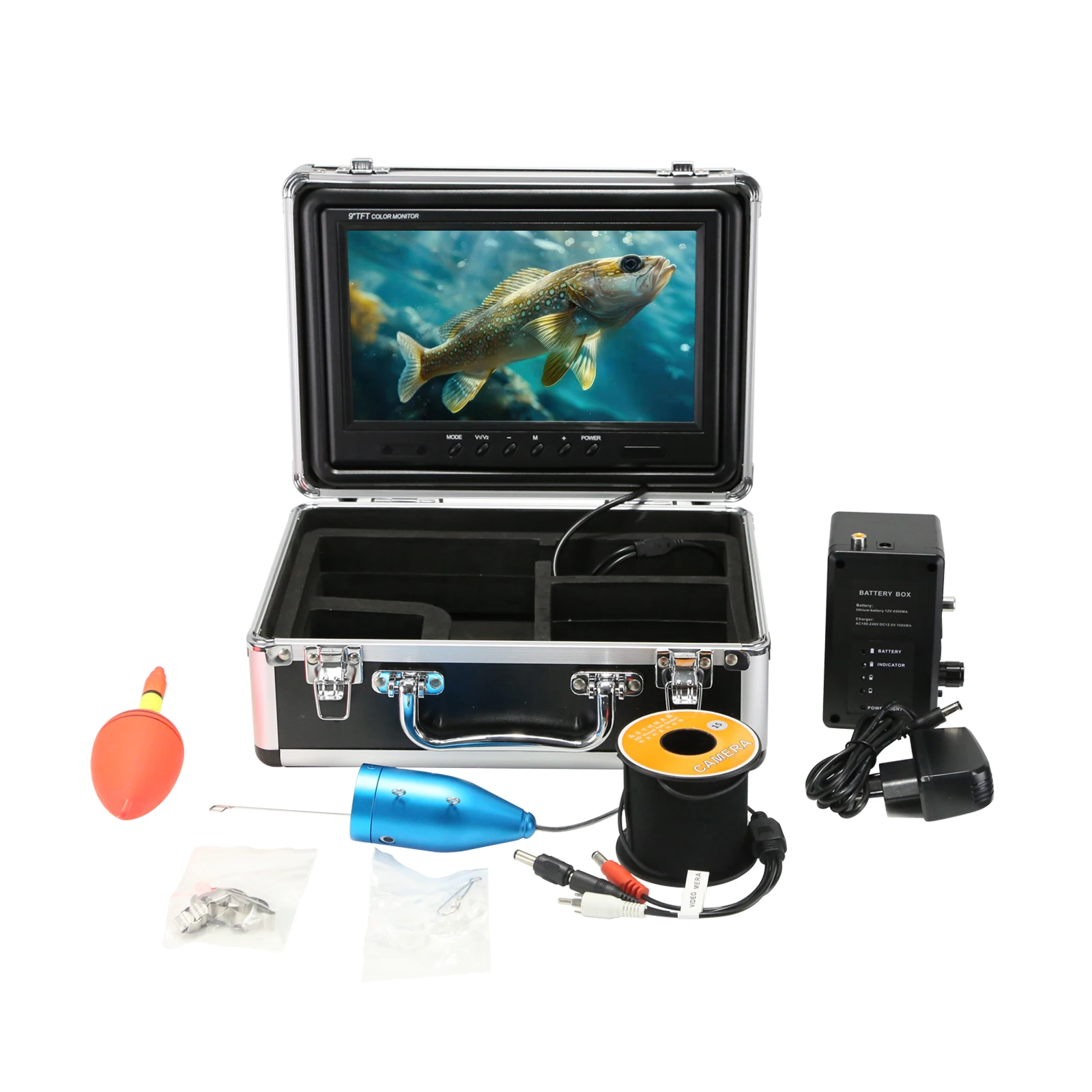 Waterproof Underwater Fishing Camera 20m Cable 5.1AH Battery 9 Inch Screen Fish Detector with 12pcs Infrared Lights for Sea