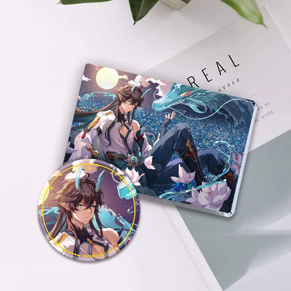 

Game Honkai: Star Rail Dan Heng Imbibitor LunaeSeries Quicksand mahjong Double flash Silver Badge Brooch Cosplay Ornament Gifts