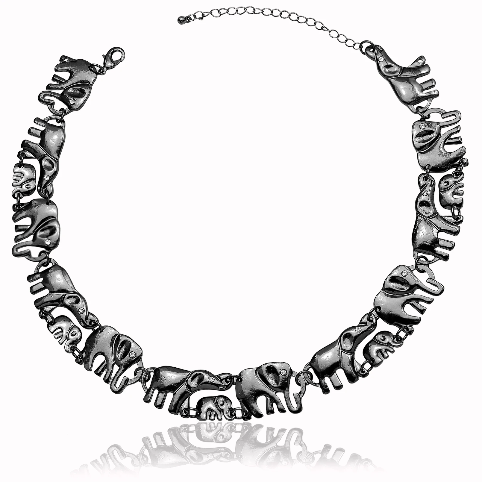 Collier ras du cou plaqué argent avec pendentif éléphant vintage pour femme, bijoux Boho, accessoires de mode, anime, vente en gros