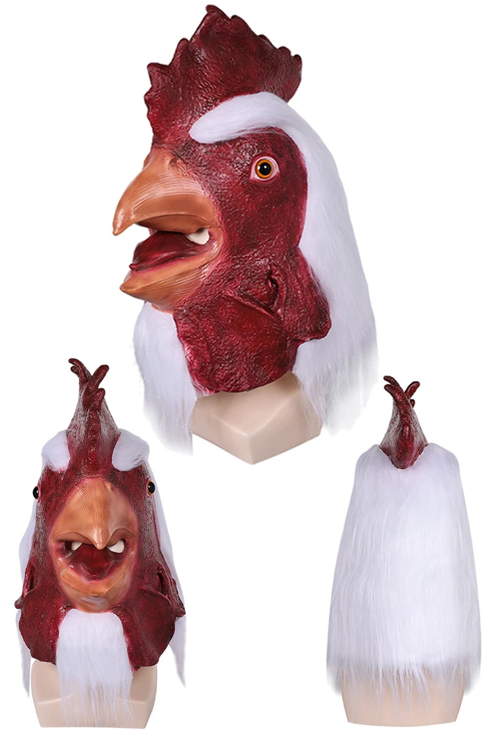 Disguise Rooster Mask Animal Cock Cosplay Costume Accessories Adult Women Men Headwear Funny Helmet Role Play Fancy Party Props