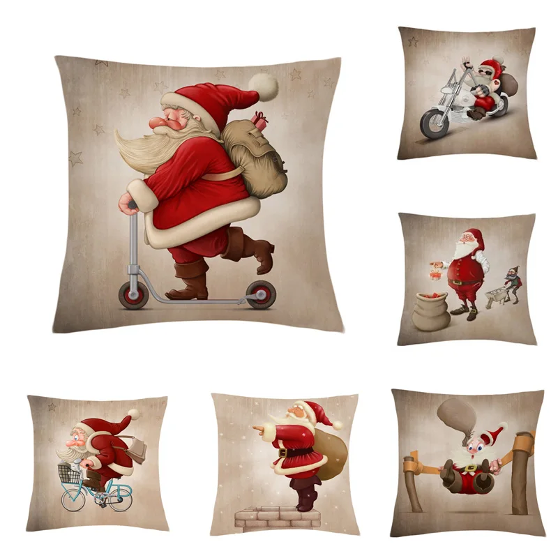 Christmas Pillow Case Cover Merry Christmas Santa Claus Decorative Pillowcases Creative Cartoon Santa Claus Pillow Case Cover