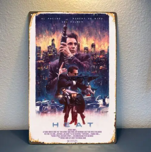 Heat Al PAcino Robert De Niro Film-Metallposter, Blechschild, 20 x 30 cm, Plakette aus Aluminium