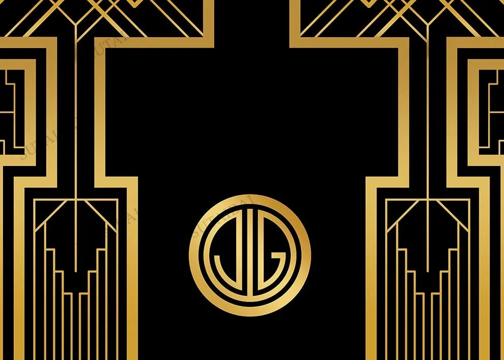 Great Gastby Photography Backdrop 1920s Black and Gold Background Retro Gatsby Birthday Backdrop Children Party Props