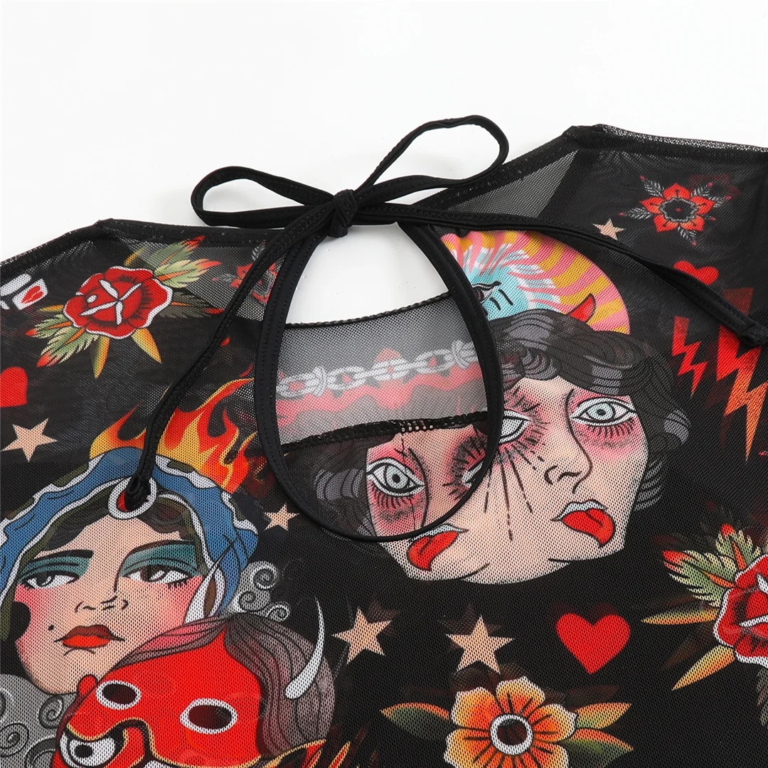 S - XXL 3-teiliges Set, neues, bedrucktes, langärmeliges Badeanzug-Set mit Hose, Sarong, Damen-Badebekleidung, einteiliger Badeanzug, Damen-Badeanzug, Badeanzug V7180 – Detail 30