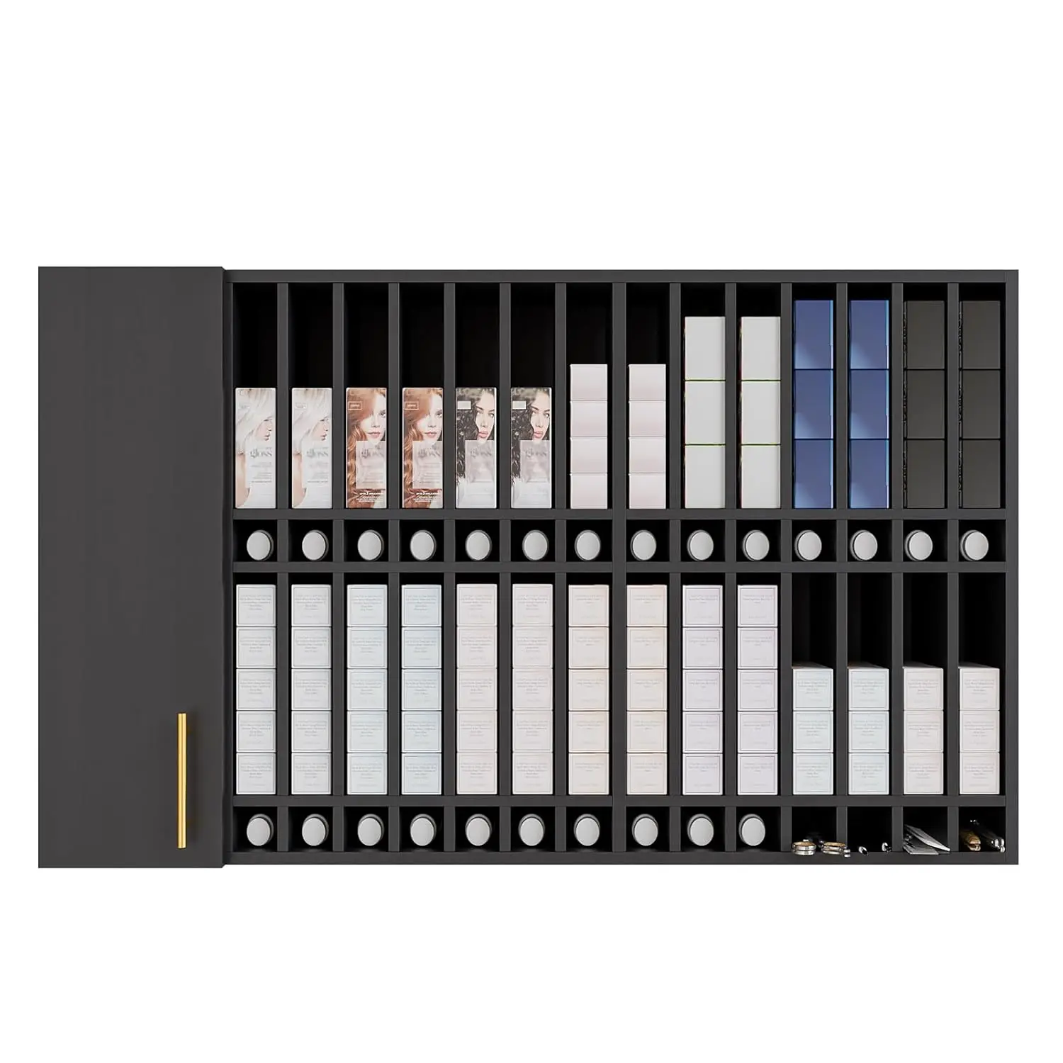 Professional Hair Color Organizer Rack, Salon Hair Color Tube Storage Cabinet with Adjustable Shelves, Wall Mounted Station