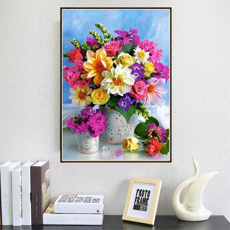 Paint With Diamond Embroidery Colorful Flowers Diamond Painting Full Round Picture Of Rhinestone Home Decor