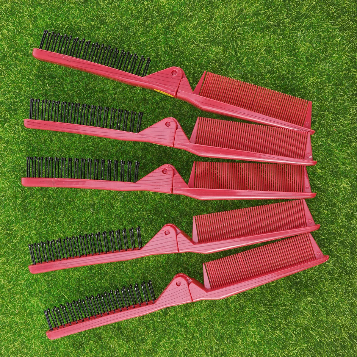 

5 шт. портативная складная расческа для волос антистатическая красная мини-размер двуглавые пластиковые инструменты для волос идеальный дорожный салон стрижка использование