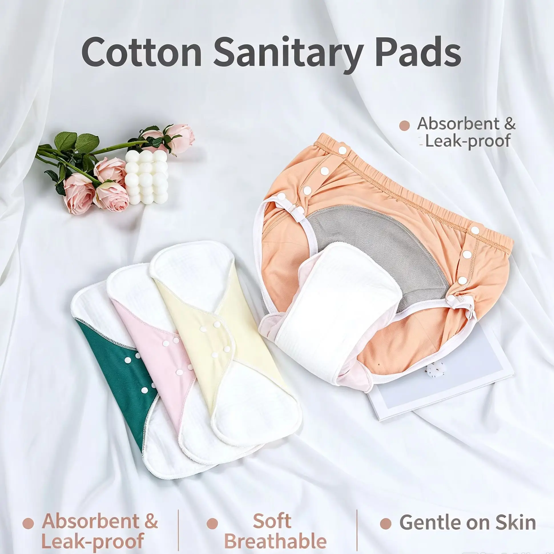 Reusable Washable Cotton Incontinence Pads Leakproof Breathable Sanitary Liners Postpartum Urine Pads for Elderly Women