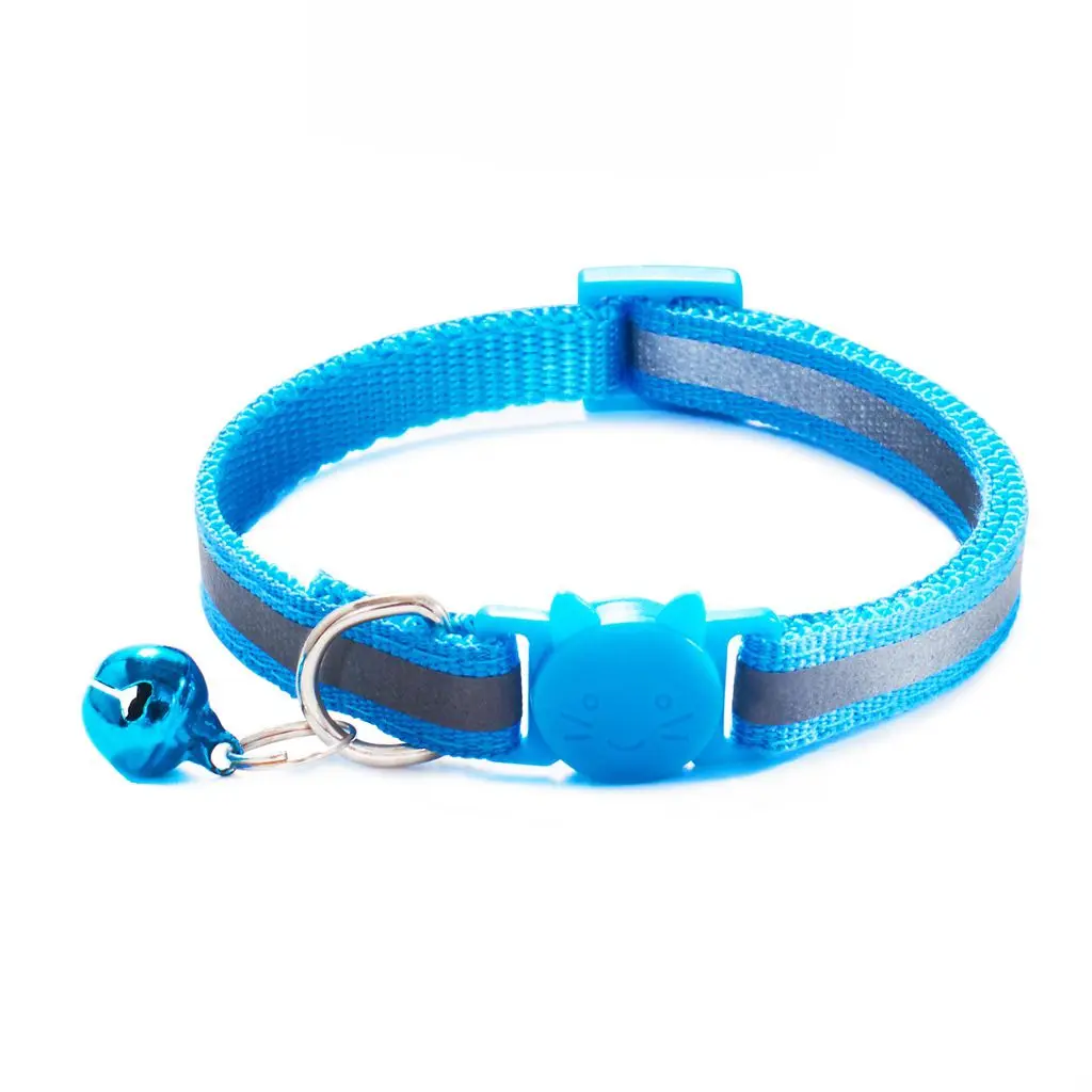 Fashion 1 pcs Adjustable Size with Bells Nylon Buckles Cat Head Pattern Pet Accessories Cat Collar Cat Neck Strap Kitten Decor