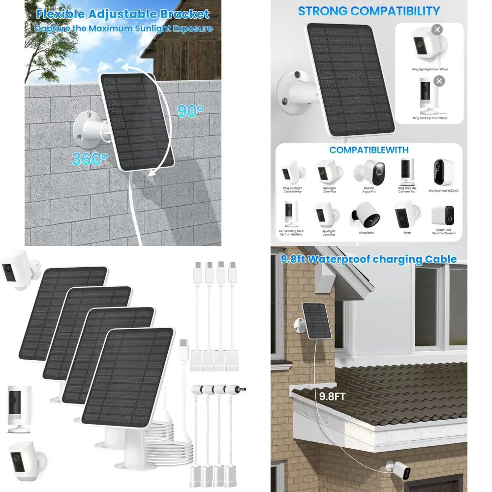 

Беспроводная панельная или кольцевая камера, совместимая с Spotlight Plus/Pro Stick Up Outdoor Battery Cam, кабель длиной 9,8 футов с USB-C и