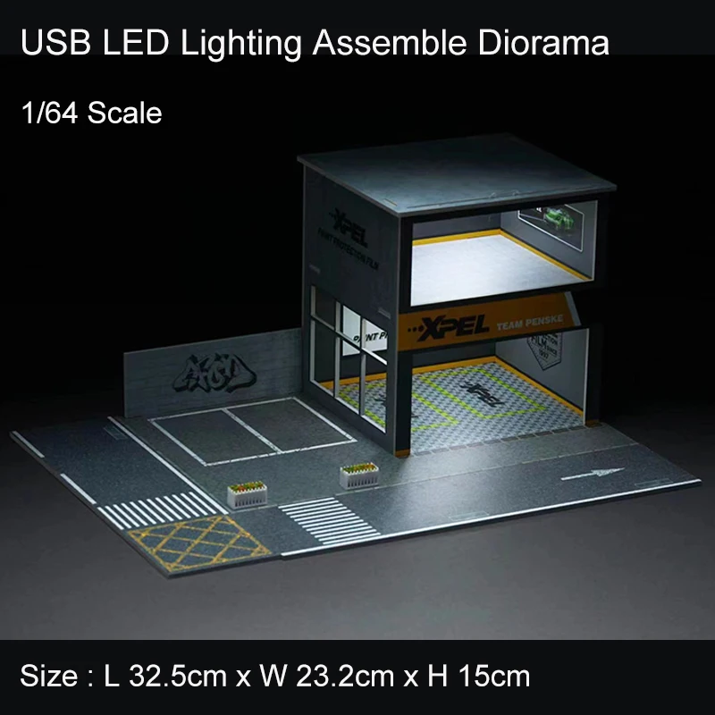 Diorama-Modèle d'éclairage LED USB 1:64, 2 Vervoltage, Assembler, Parking, Garage, Station