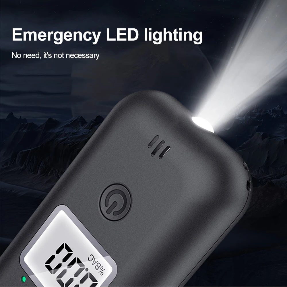 S + جهاز اختبار شرب الكحوليات الدقيق غير المتصل مقياس الكحوليات شاشة LED قابلة لإعادة الشحن مع كاشف كحول ضوء الطوارئ