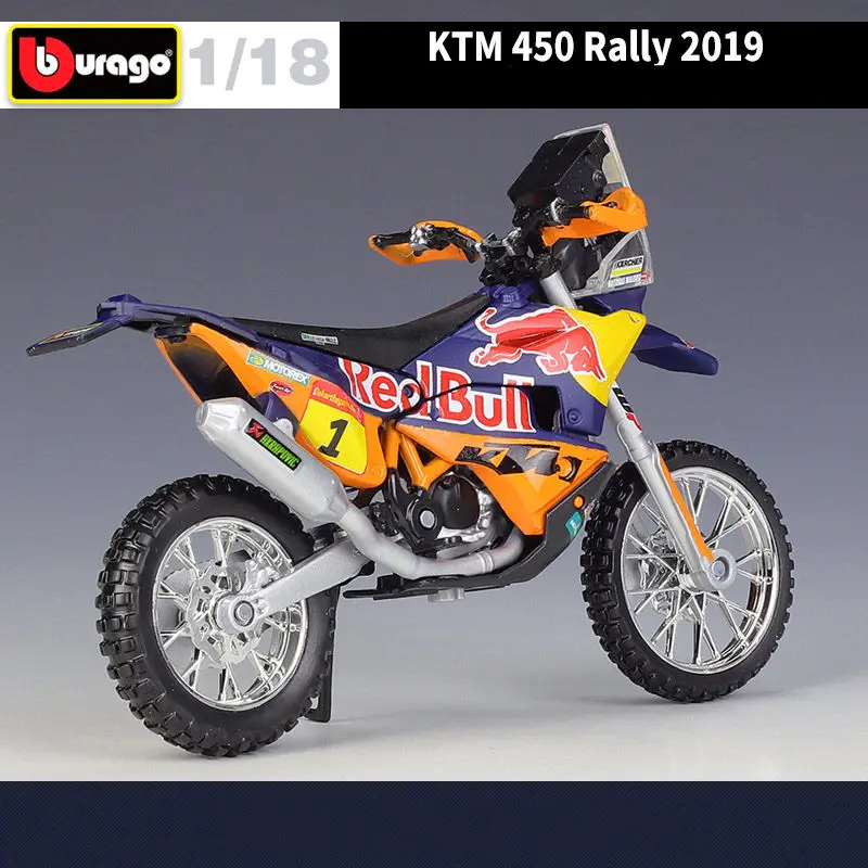 Bburago 1:18 2019 KTM 450 Rally 1 Red Bull Alloy Racing Motorcycle Model Diecast Metal Track Motorcycle Model Childrens Toy Gift