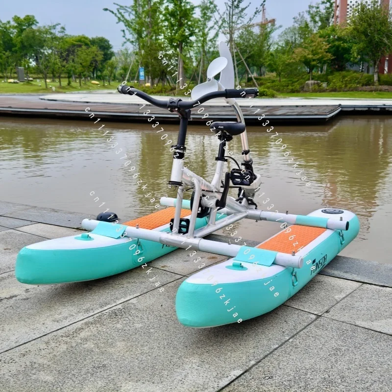 PVC Water Bike Pedal Pontoons Inflatable Floating Water Bicycle for 1 Person 100-500kg Capacity