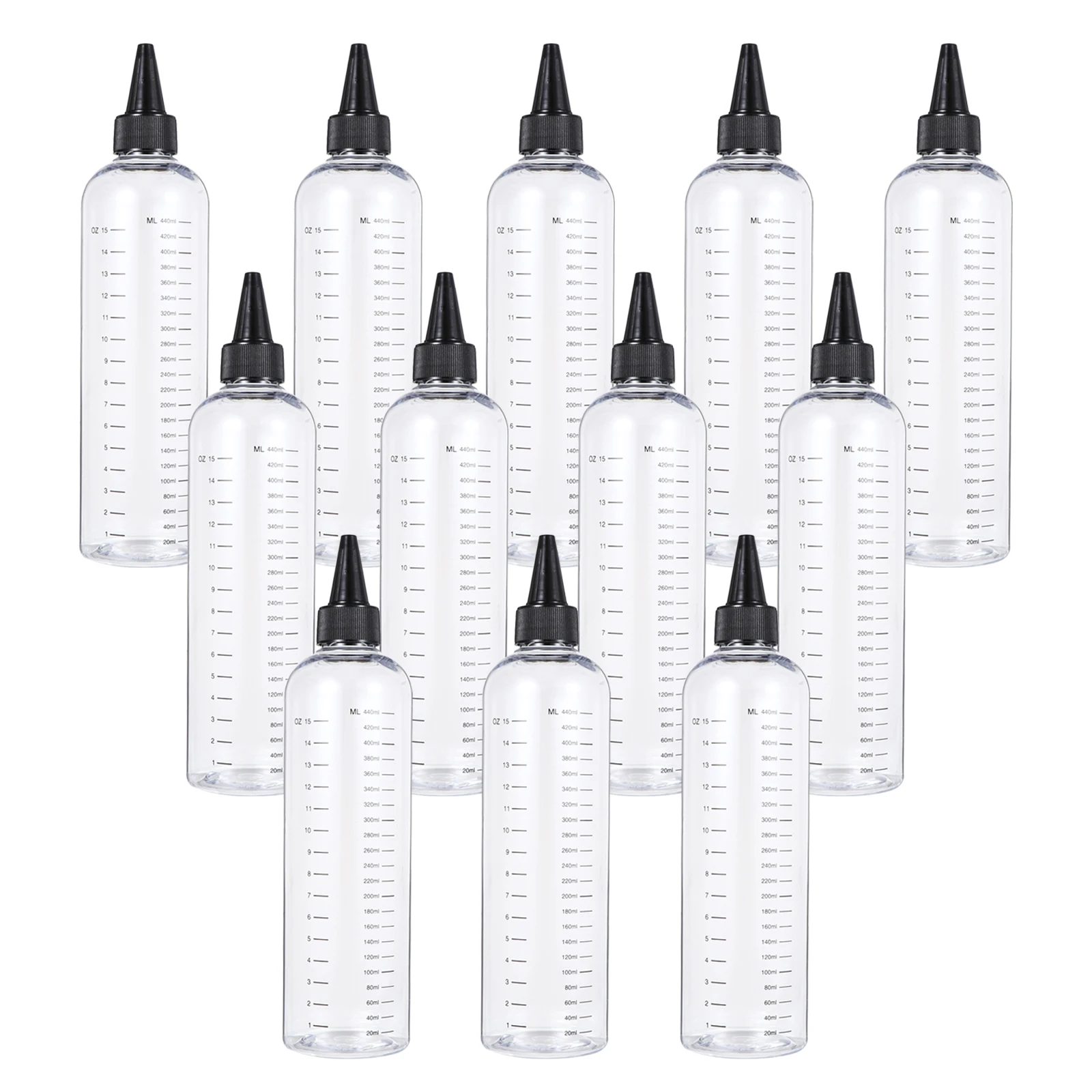 

12 Pcs Transparent Squeezable Bottles 500ML Hair Perm Container Measuring Applicator Plastic Bottle Environmental Protection