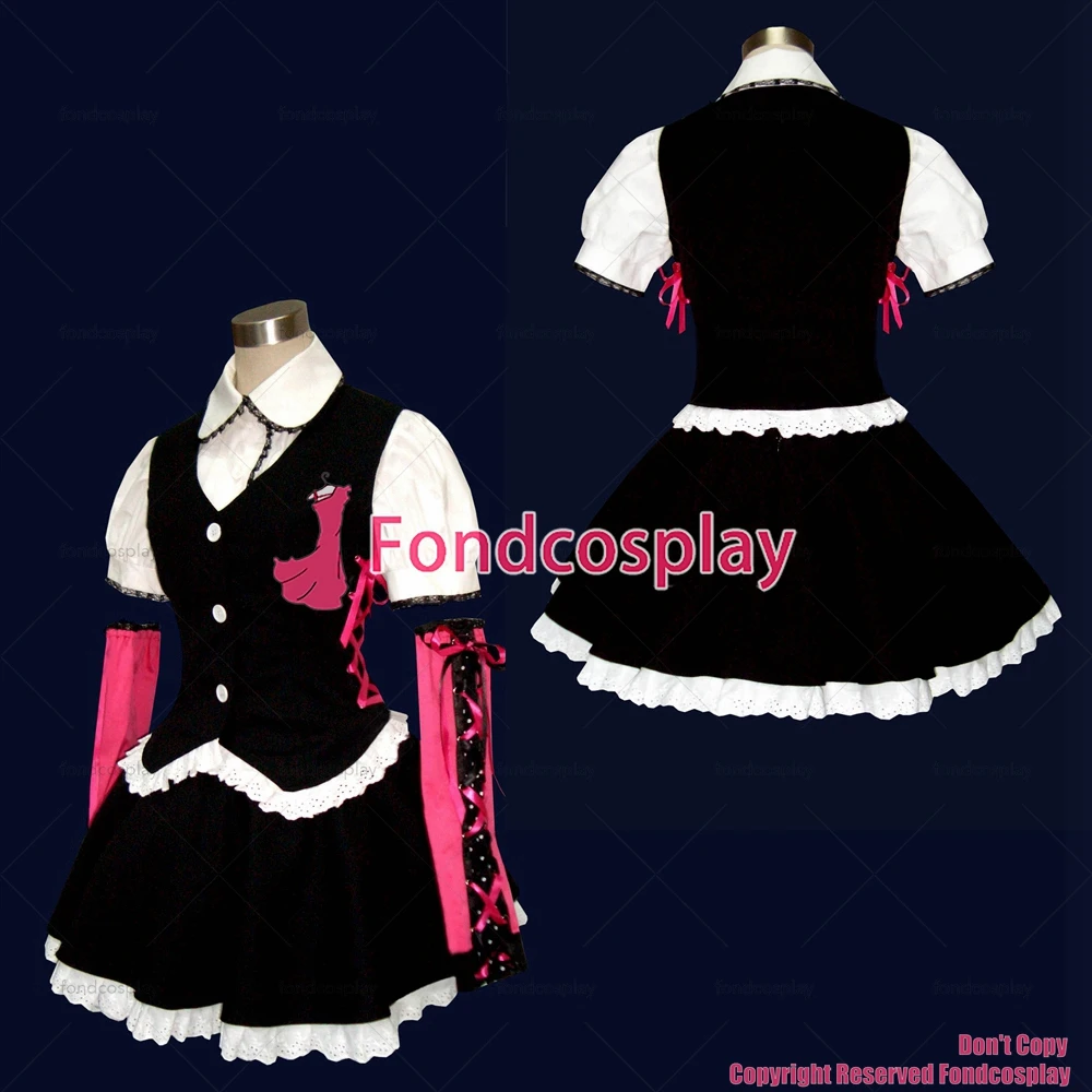 Visual J-Rock Outfit, schwarzes Baumwoll-Oberteil, Rock, Cosplay-Kostüm [G330]