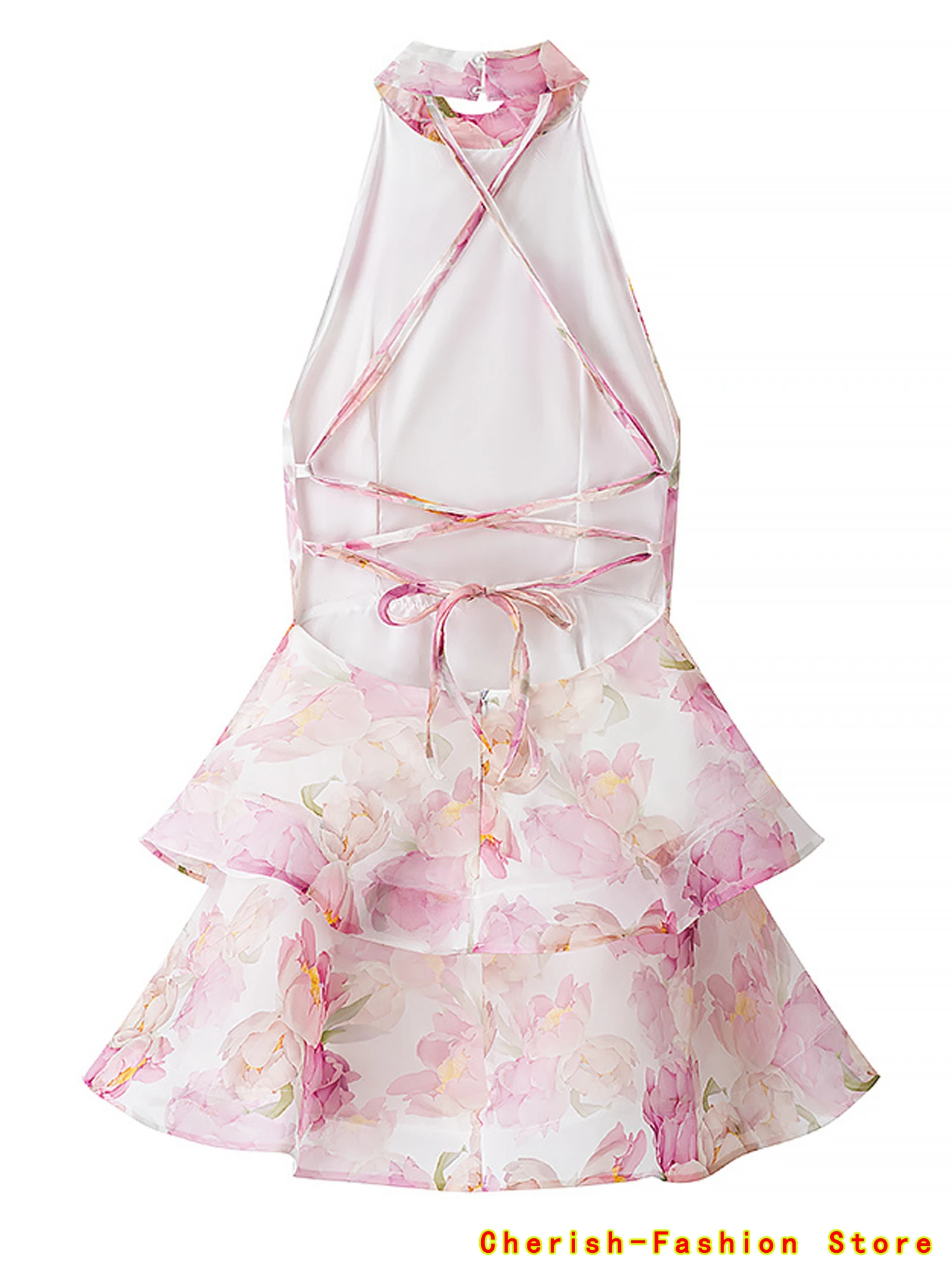Robe bouffante imprimée dos nu pour femmes, sans manches, dos nu, taille haute, Sexy, robes de vacances, Robe de soirée, été, 2025