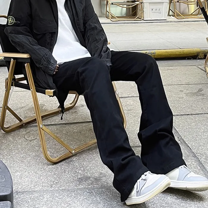 

Cleanfit American Style Black Jeans Men's Straight Leg Hip Hop High Street Vibe Trendy Wear Resistant Long Pants