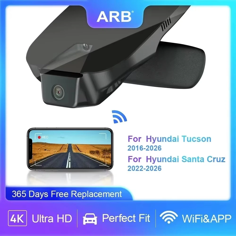 ARB 4K Dash Cam for Hyundai Santa Cruz 2022-2025 & Tucson 2016-2025, OEM Style Car Recorder with WIFI Connection UHD
