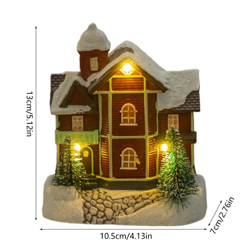 Christmas House Village Resin Craft with LED Light Light Up Christmas Decoration House for Desk Display NEW arrival image 6