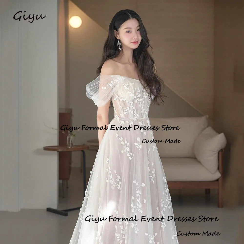 

Giyu Fairy Handmade Flowers Wedding Dresses For Woman A-line Off the Shoulder Vestidos De Novias 2024 Evening Gown Dress