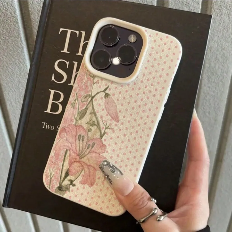 Cute Polka Dot Lily Floral Pattern Phone Case For iPhone 18 17 Pro Max Cases iPhone 16 15 Plus 14 13 12 11 XS X XR Air 17E Cover