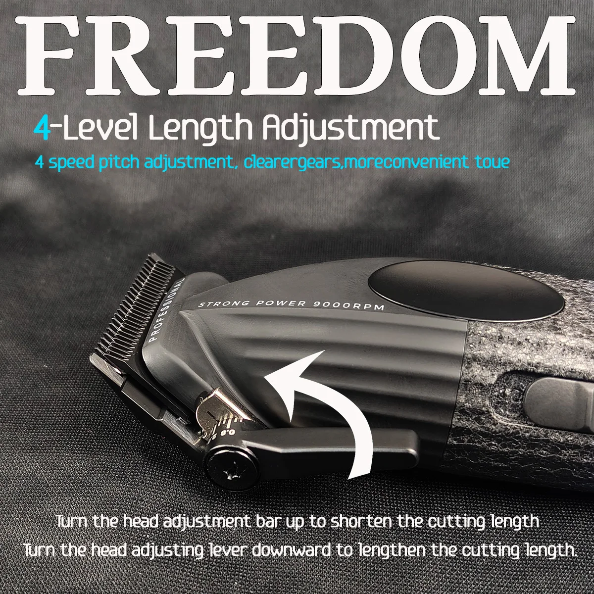 KM-1670 Professional Electric Hair Clipper 9000RPM High Speed Motor 2500mAh with Base Hair Trimmer for Man Barber Shop Gradient