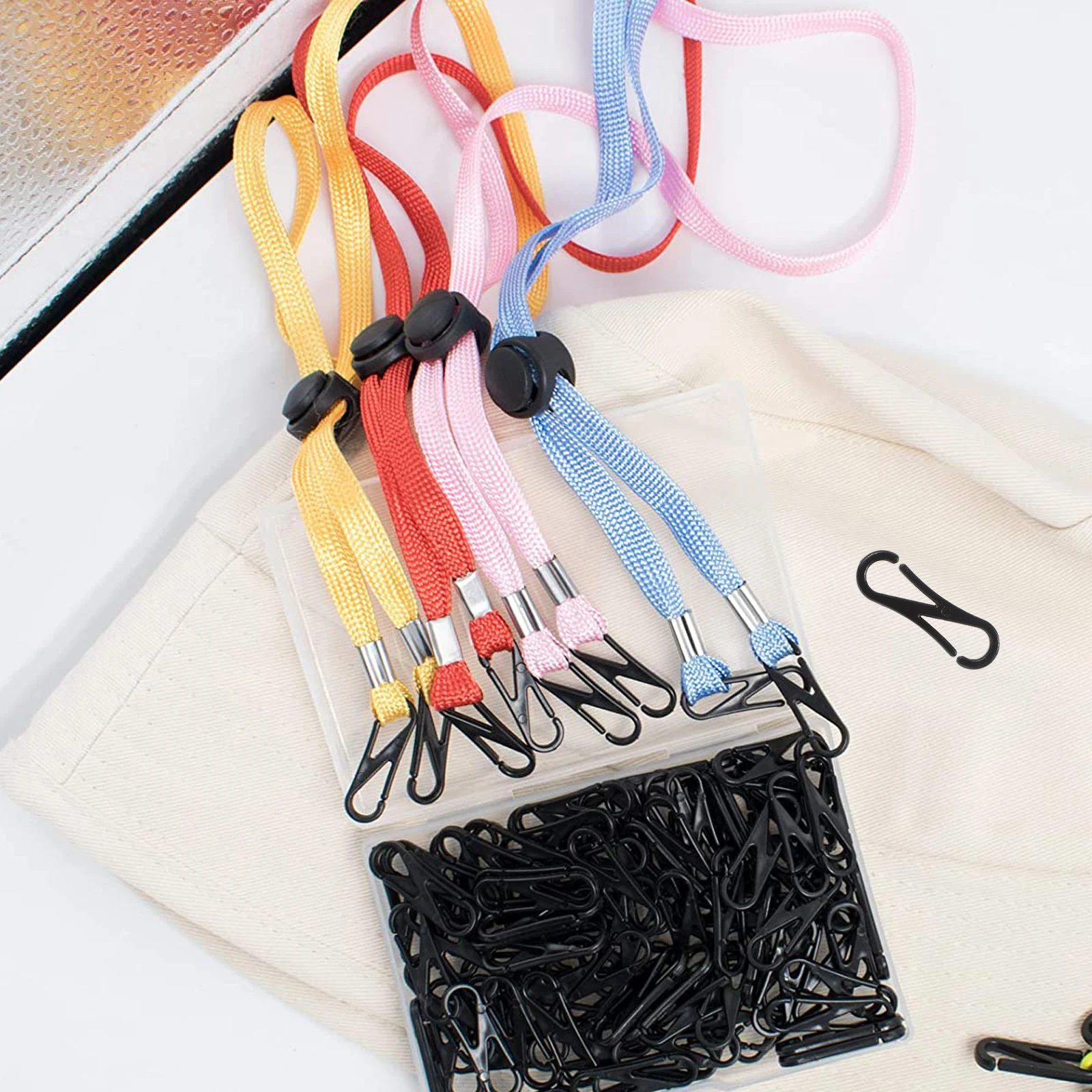 

100pcs Black Plastic Hooks Lanyard Fittings Heavy Duty S Shape Snap Clips Carabiner Keychain Jewelry Accessories