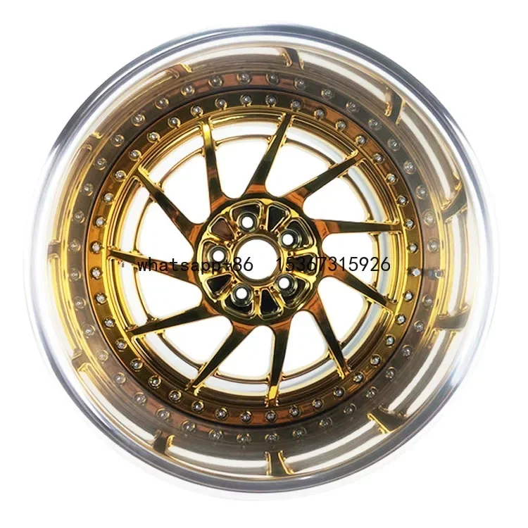 Alloy Rims Deep Dish Wheels 16 17 18 19 20 21 22 23 24 25 26 Inch Custom Rim Golden 2 Piece Wheel Manufacturer