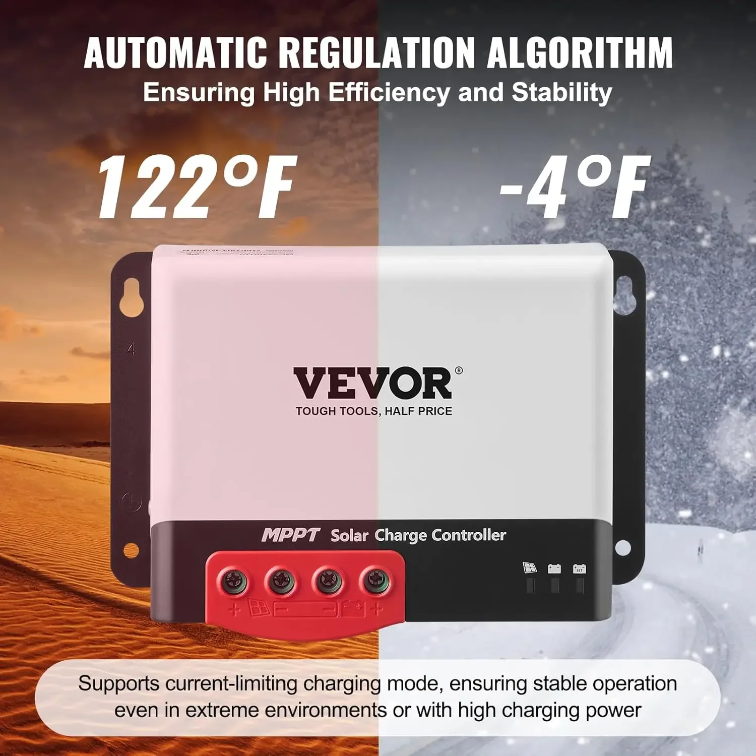 

40A MPPT Solar Charge Controller, 12V / 24V Auto DC Input, Solar Panel Regulator Charger with Bluetooth Module