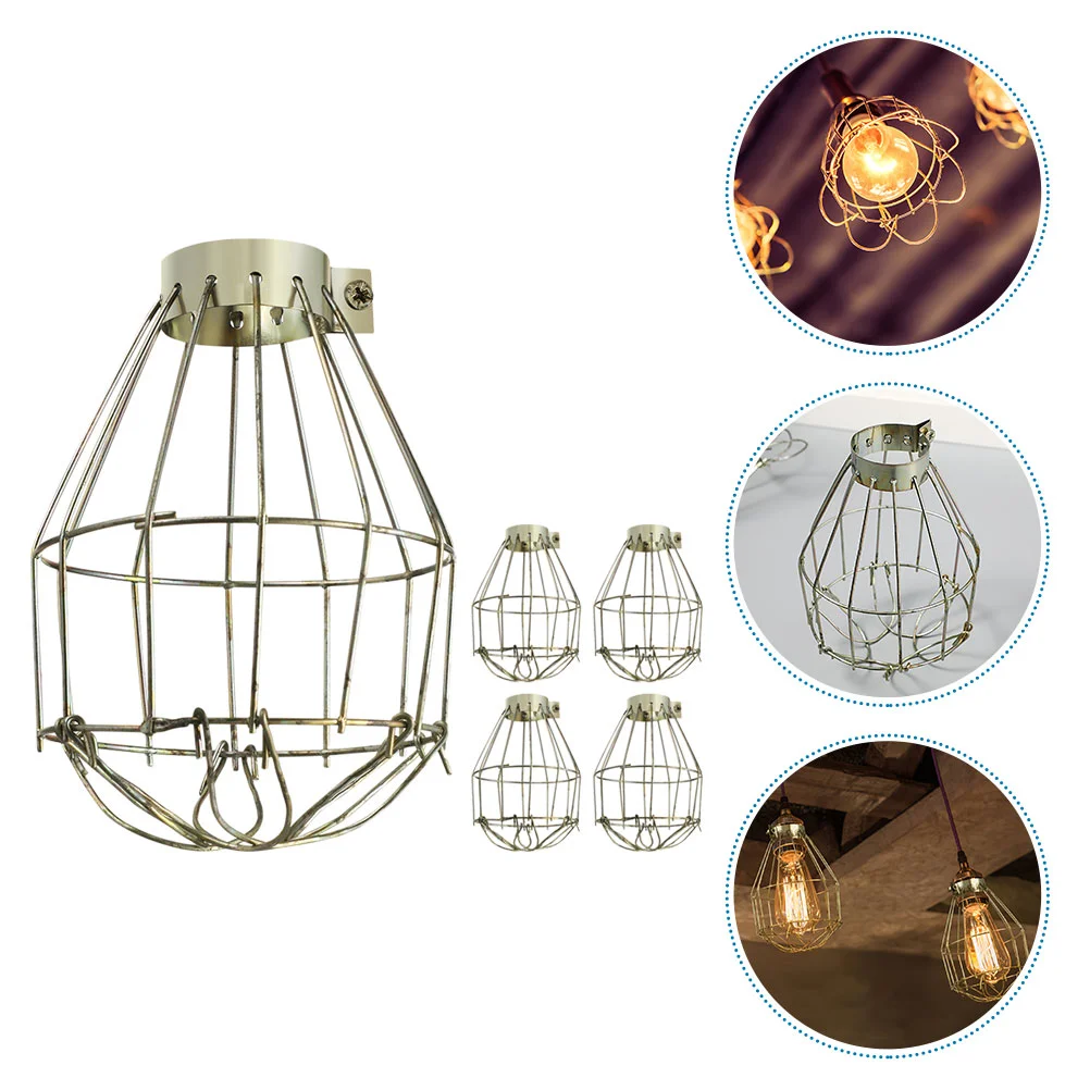 5 Pcs Anti scald Iron Lamp Shade Explosion proof Wire Protector Metal Net Light Bulb Covers Bare Bulb Workshop