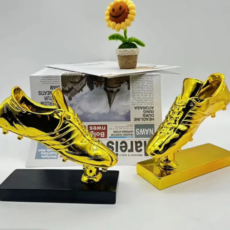 Football Soccer Golden Boots Trophy Football Match Outstanding Goalscorer Trophy Fan Souvenir Football Trophy Model Gold Shoes