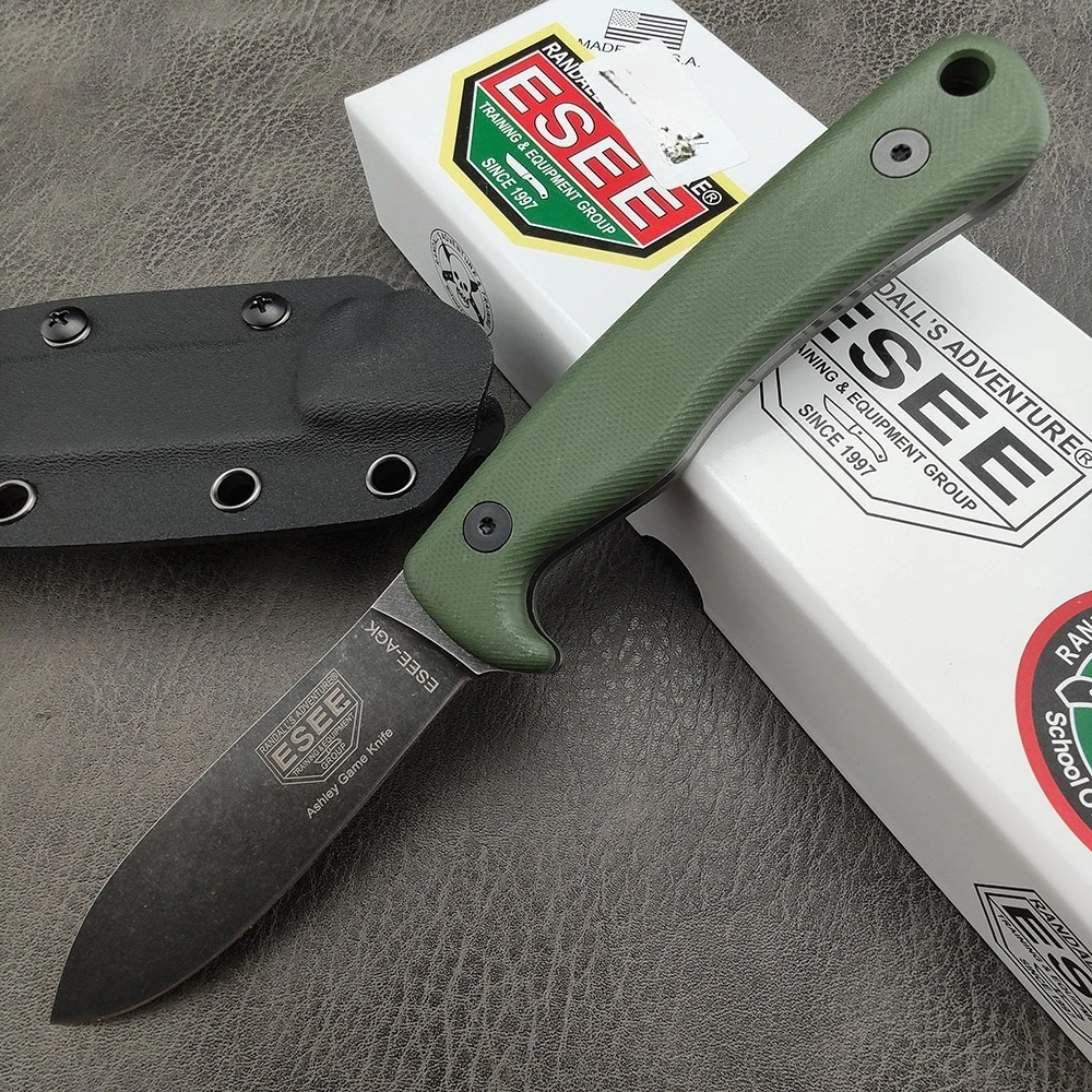 ESEE AGK Feststehendes D2-Klingenmesser mit Scheide – Leichtes, tragbares Outdoor-Werkzeug für Wandern, Angeln, Klettern, Camping und Obstschneiden