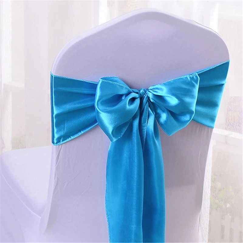 Y1UB 5Pcs Chair Sashes Knots Band Chair Bows for Wedding Party Banquets Event Country