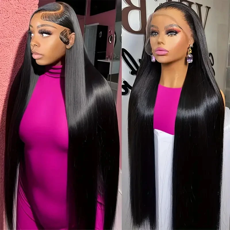 

HAIRTIME 13x4 Glueless HD Lace Front Wigs Human Hair Pre Plucked 34 Inch Straight Lace Front Wigs For Women Human Hair