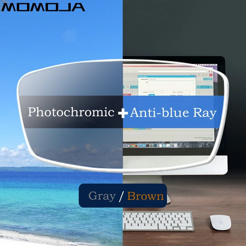 MOMOJA 1.56/1.61/1.67/1.74 HD Anti-reflection Anti-scratch Anti-UV Anti-blue Light and Photochromic optical Prescription Lens