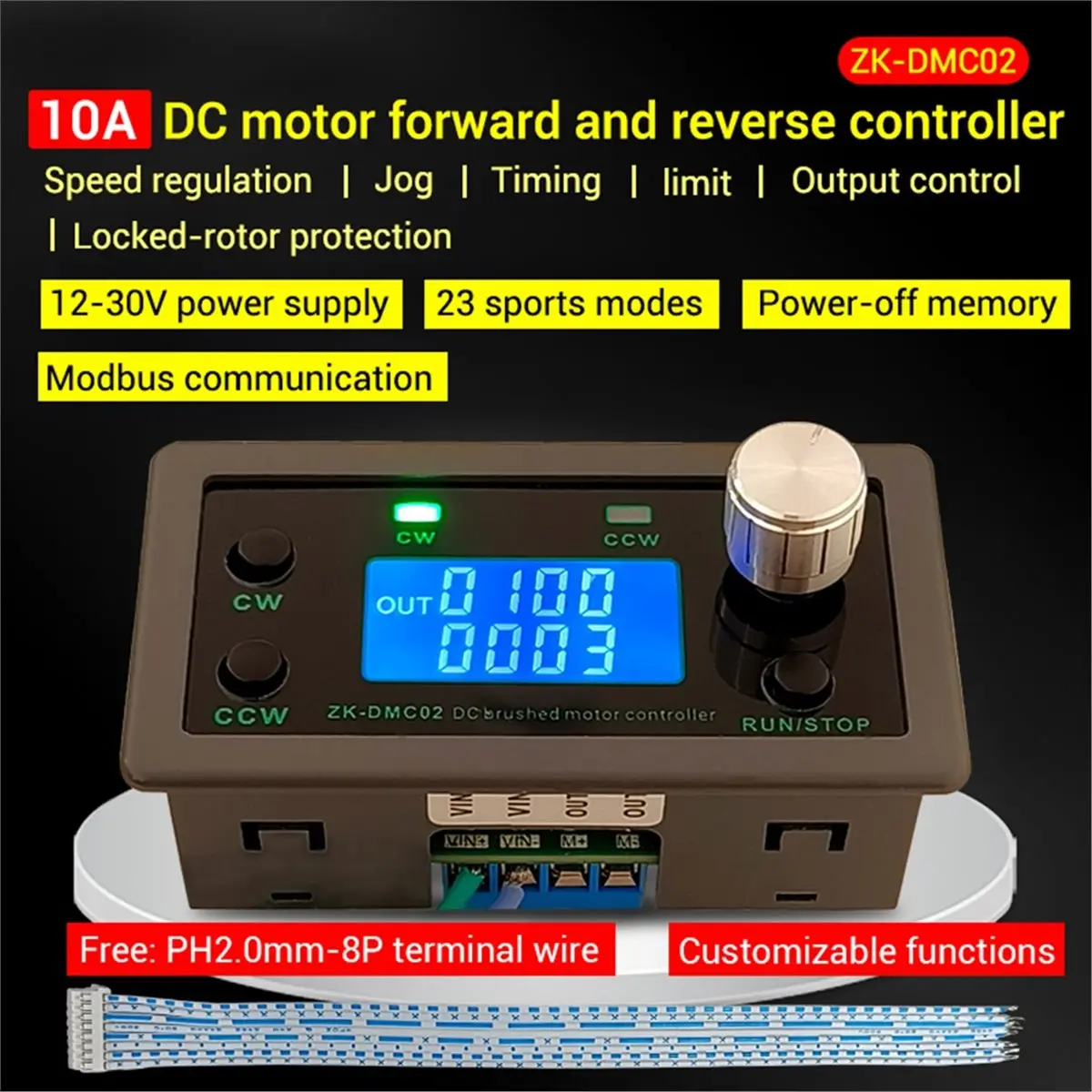 DT81 DMC02 DC Motor Control Forward/Reverse Controller DC 12-30V 10A 12V 24V Brushed DC Motor Controller