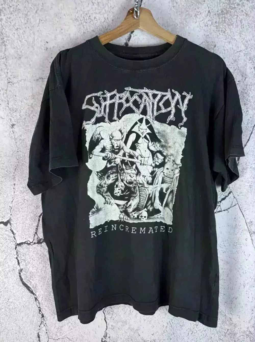 

Suffocation Band Reincremated Black Cotton T Shirt Full Size Black Unisex T Shirt Men Women Summer Casual Crew Neck Cotton Tee