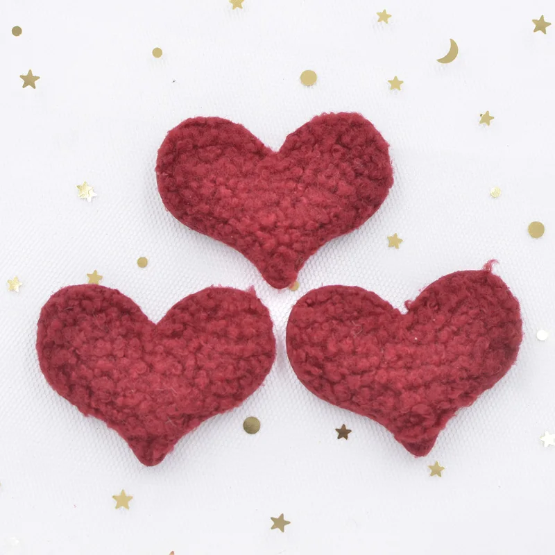 10Pcs Puffy Soft Teddy Plush Padded Patches Heart Appliques for DIY Clothes, Crafts, Hat, Bag, Woolen Gloves, Socks Ornament
