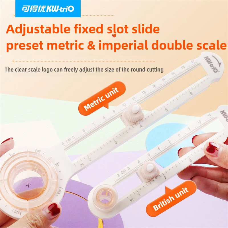 KW-TRIO 360 Adjustable Paper Circle Cutter Round Cutting Knife DIY Compass Cutter Tools For Card Paper Office School Stationery